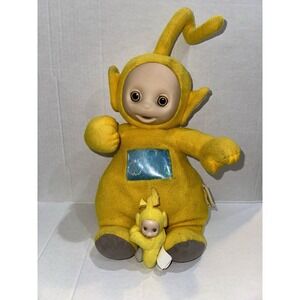 Vintage 1998 Teletubbies Plush Laa Laa Yellow Doll Playskool Hasbro &  Keychain